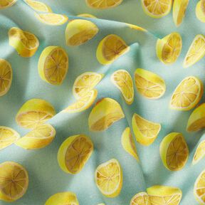 Tissu en coton Popeline citrons frais – eucalyptus/jaune citron, 