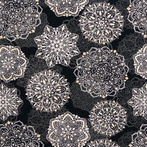 Jersey coton Mandalas | Glitzerpüppi – noir/argent, 