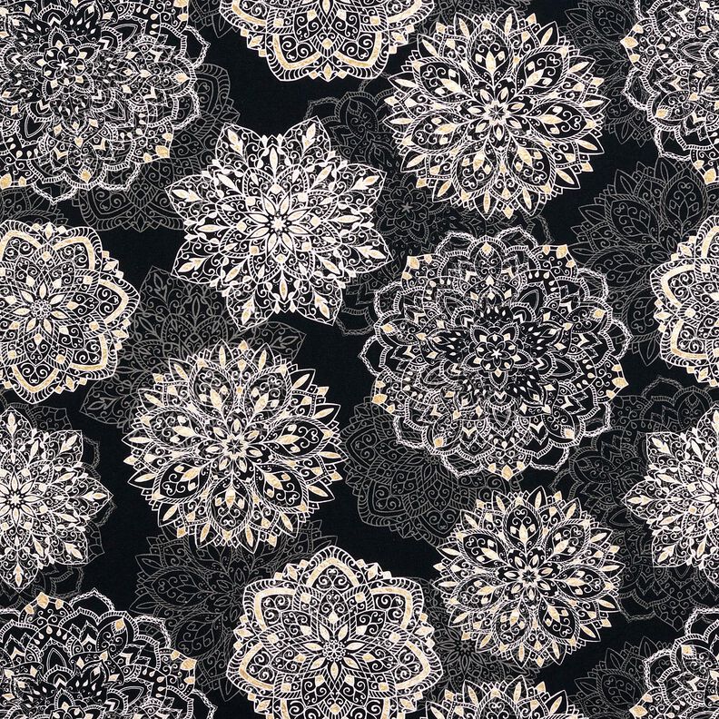 Jersey coton Mandalas | Glitzerpüppi – noir/argent,  image number 1