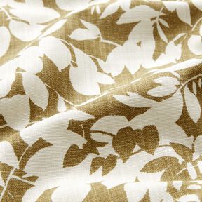 Tissu de d&eacute;coration Panama Silhouettes de feuilles &ndash; cr&egrave;me/olive clair, 