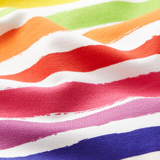 French Terry Sweat d’été Bandes arc-en-ciel – blanc, 