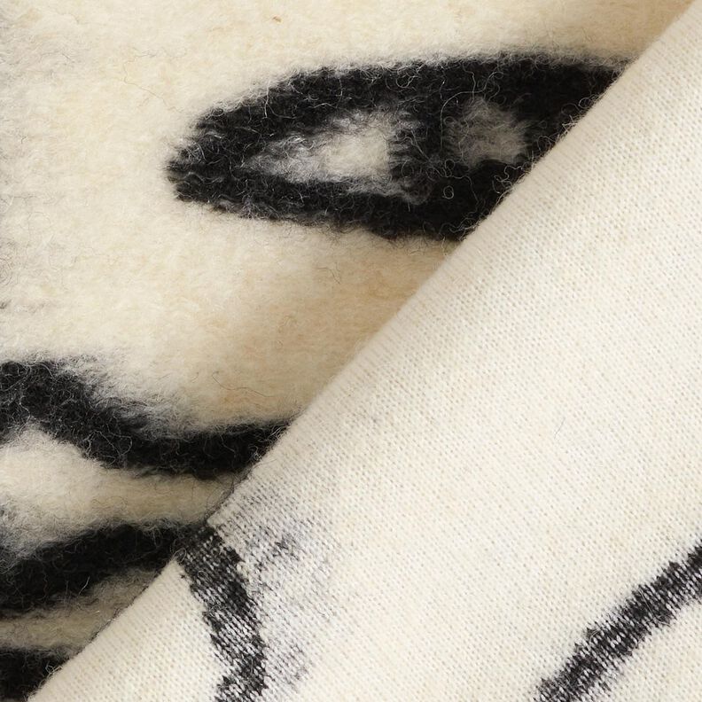Tricot manteau visages abstraits – noir/écru, image number 4