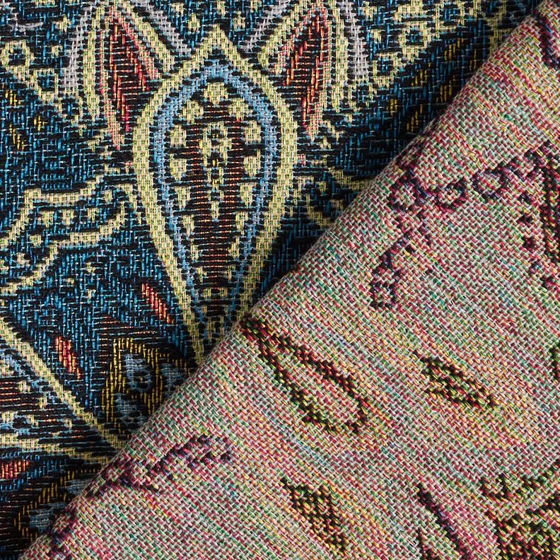 Tissu de décoration Gobelin Mandala Blumen – noir/bleu,  image number 4