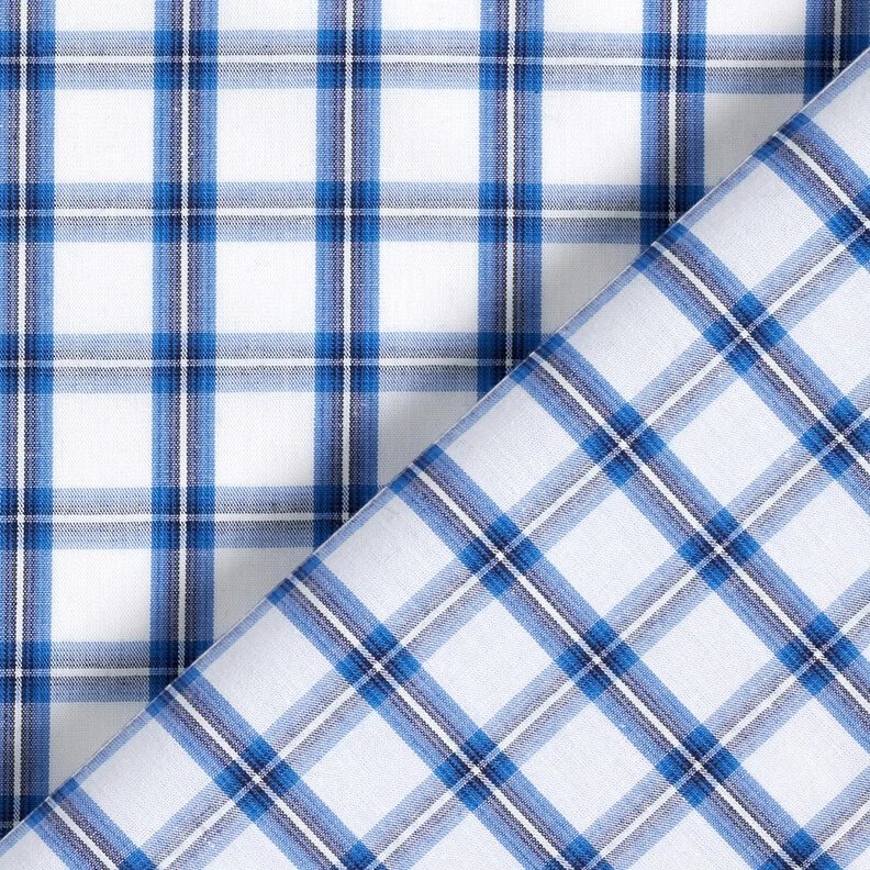 Tissu de coton pour chemise à carreaux – blanc/bleu,  image number 4