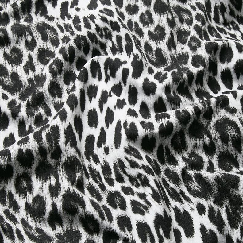 French Terry brossé imprimé numérique léopard des neiges – noir/blanc, image number 2