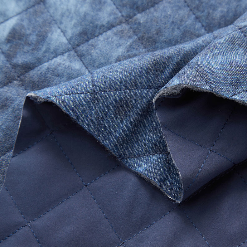 Tissu chambray matelassé en batik – bleu jean,  image number 3