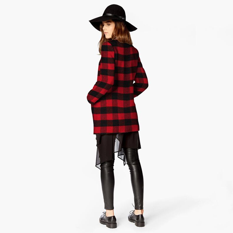 Tissu pour manteau à carreaux tartan – rouge/noir, image number 6