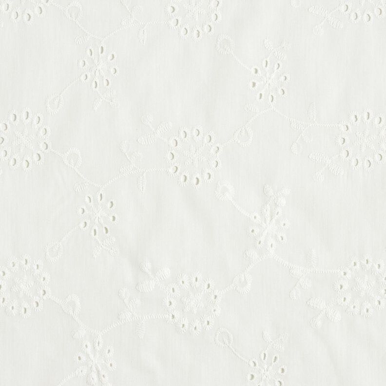 Dentelle brodée Grandes vrilles de fleurs – blanc,  image number 1