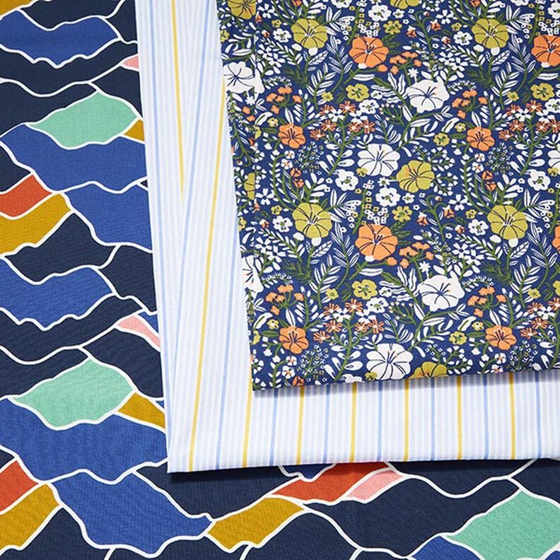 Tissu en coton Cretonne Rayures multicolores – blanc/bleu argenté,  image number 5