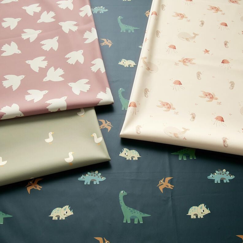 Tissu pour veste de pluie Joyeux dinosaures Impression numérique – granit,  image number 6