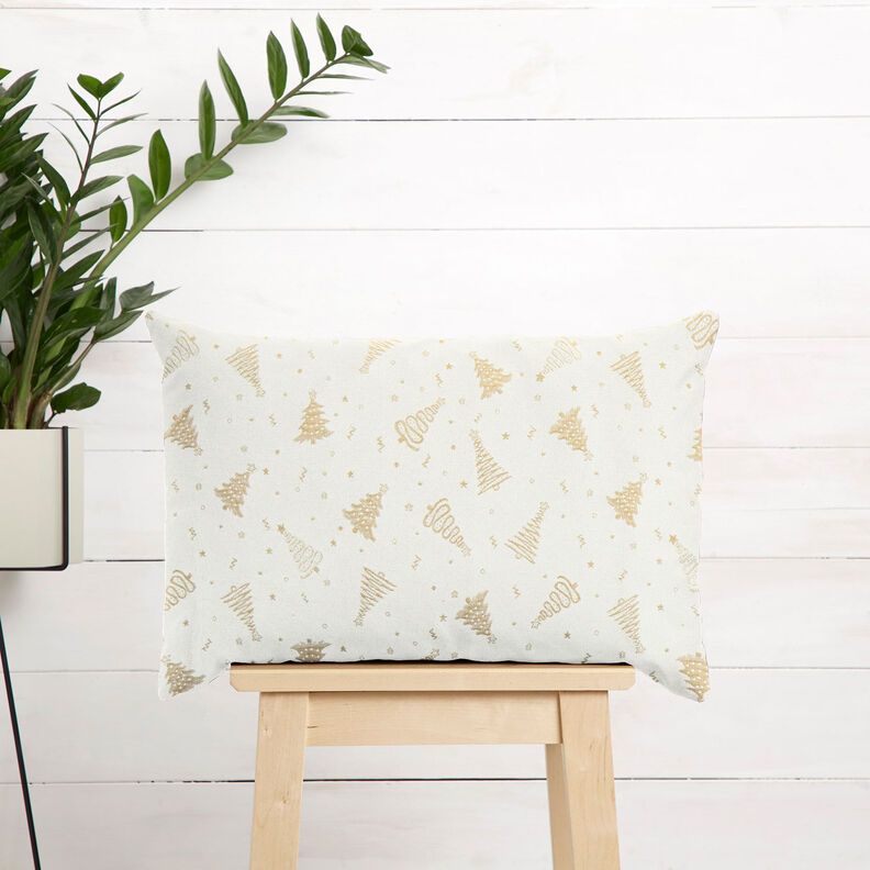 Tissu de décoration Jacquard Lurex Petit sapin – beige clair/or, image number 6