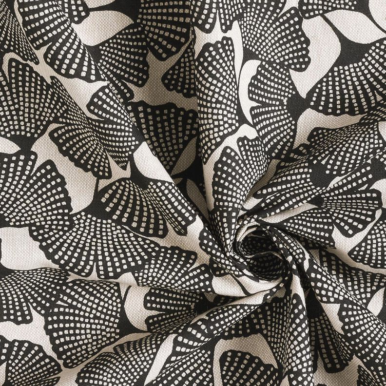 Tissu de décoration Semi-panama Ginkgo tacheté – noir/nature, image number 3
