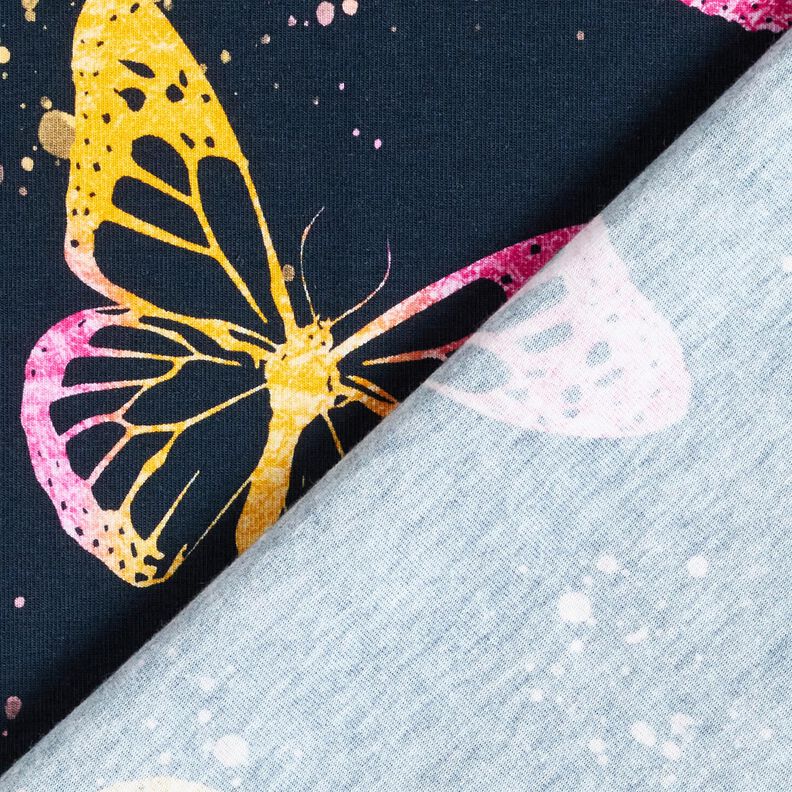 Jersey coton Papillons | Glitzerpüppi – bleu nuit/rose vif,  image number 4