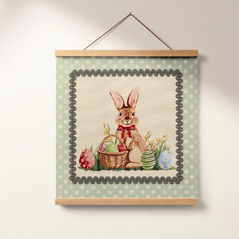 panneau décoratif Gobelin Joli lapin de Pâques – beige clair/menthe clair,  image number 6