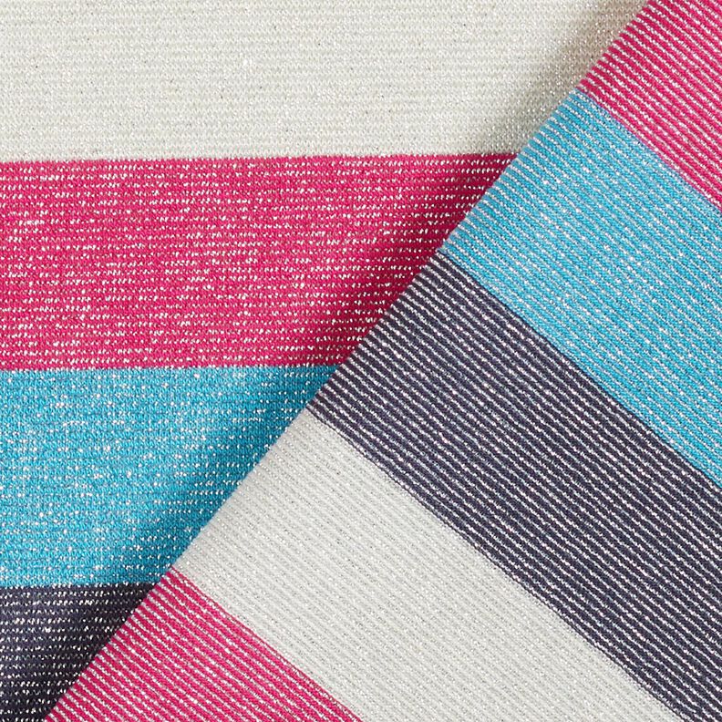 Jersey pailleté Rayures – rose intense/bleu marine,  image number 4