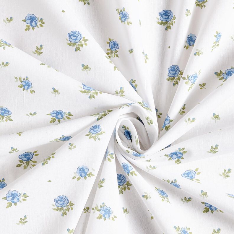 Popeline coton zarte Rosen – bleu clair/blanc, image number 3