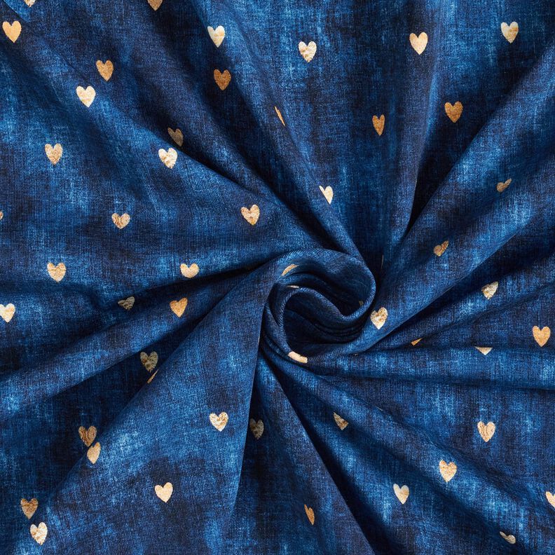 Jersey coton Cœurs dorés | Glitzerpüppi – indigo,  image number 3