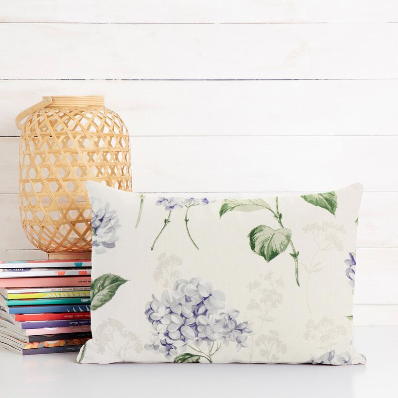 Tissu de décoration Panama Hortensias – ivoire/lilas, image number 6