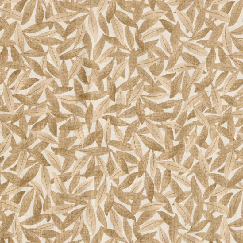 Tissu de décoration Semi-panama Mer de feuilles – écru/marron clair, image number 1