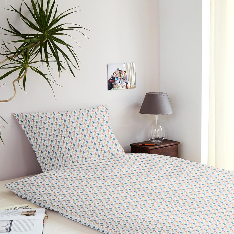 Tissu en coton Cretonne formes hachurées – argent/violet pastel,  image number 7