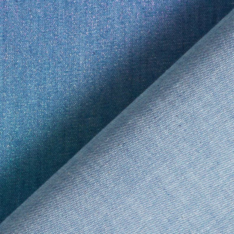 Chambray Brillant arc-en-ciel Imprimé feuille | Poppy Fabrics – bleu jean/mélange de couleurs,  image number 4