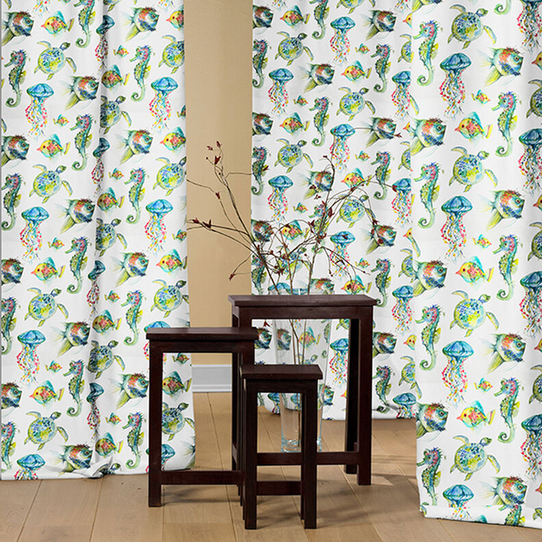 Tissu de décoration Semi-panama Animaux marins – vert,  image number 8