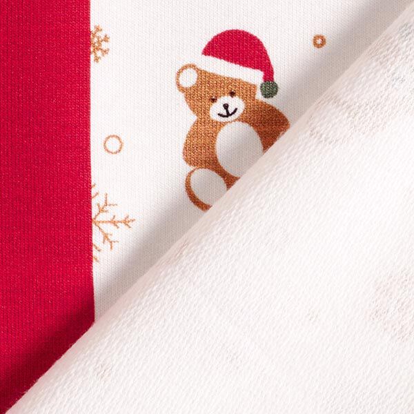 Panel French Terry Sweat d’été Nounours de Noël – écru/rouge, image number 5