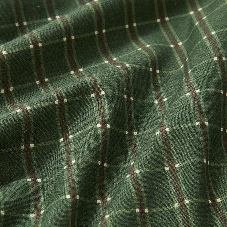 Tissu de décoration Semi-panama tissu à carreaux élégant – vert sapin/carmin, image number 2