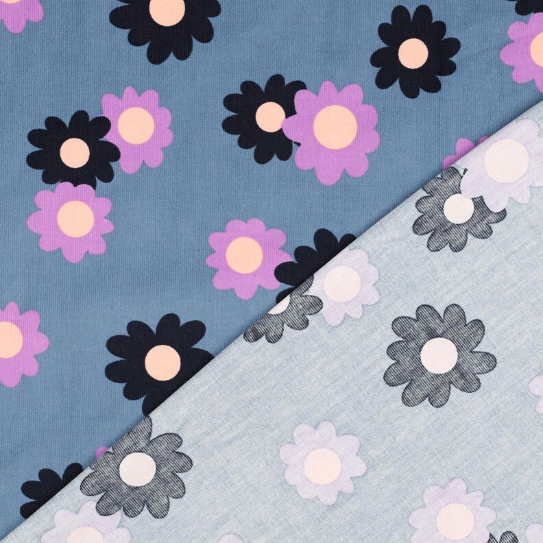 Velours milleraies Fleurs | Poppy Fabrics – bleu jean/lavande,  image number 4