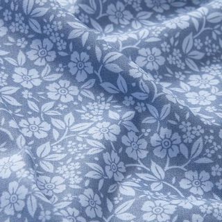 Popeline coton Fleurs bicolores – bleu jean/bleu clair, 