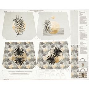 Sacs Panel Canvas Feuille de palmier et lune – gris clair, 