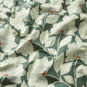 Tissu de décoration Semi-panama Grandes fleurs – vert | Reste 100cm, 