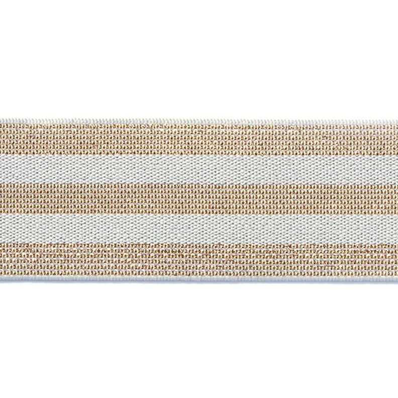 Ruban élastique à rayures [40 mm] – gris clair/or,  image number 1