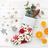 Tissu de décoration Canvas Fleurs d’étoile de Noël – écru/carmin,  thumbnail number 6