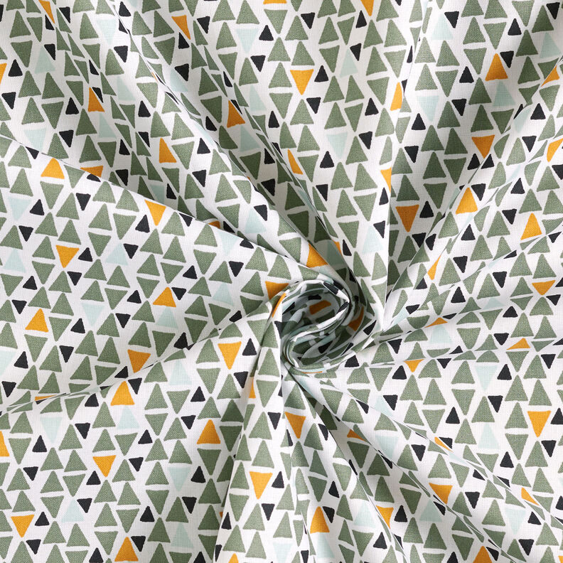 Tissu en coton Cretonne mini-triangles – roseau/blanc,  image number 3