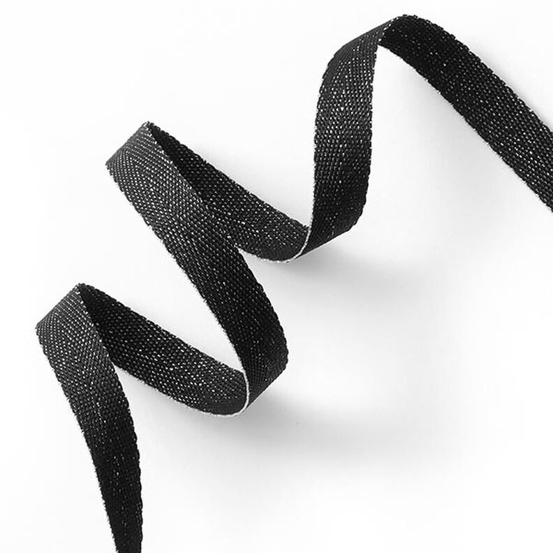 Ruban tissé Métallique [9 mm] – noir/argent métallisé,  image number 1