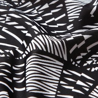 Tissu pour maillot de bain Motif graphique abstrait – noir/blanc, 