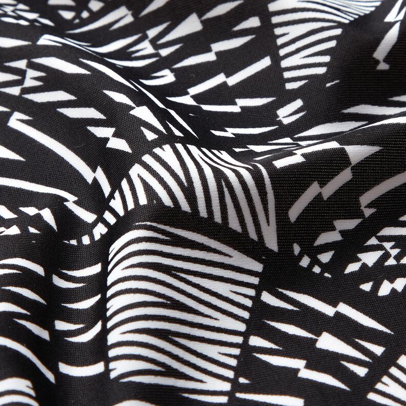 Tissu pour maillot de bain Motif graphique abstrait – noir/blanc,  image number 2