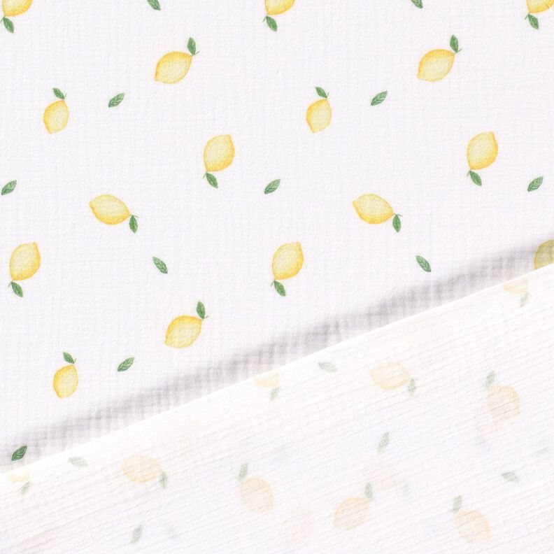 Tissu double gaze de coton Citrons aquarelle Impression numérique – blanc,  image number 4