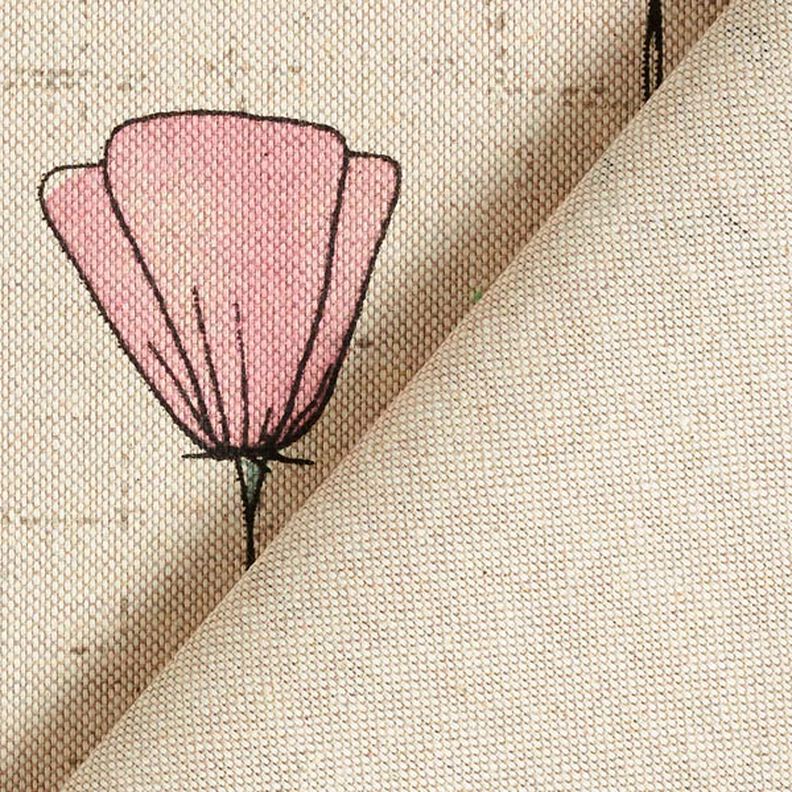 Tissu de décoration Semi-panama fleurs séchées – nature/rose,  image number 6