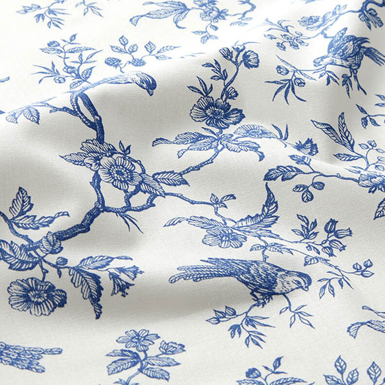 Tissu en coton Cretonne Oiseaux – bleu roi/écru,  image number 2