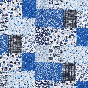 Tissu en coton Cretonne look patchwork – blanc/bleu, 