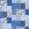 Tissu en coton Cretonne look patchwork – blanc/bleu,  thumbnail number 1