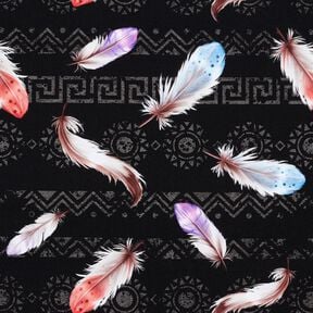 French Terry Plumes bohèmes | Glitzerpüppi  – noir/homard,  French Terry Plumes bohèmes | Glitzerpüppi  – noir/homard,