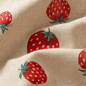 Tissu de décoration Semi-panama Petites fraises – rouge/nature, 