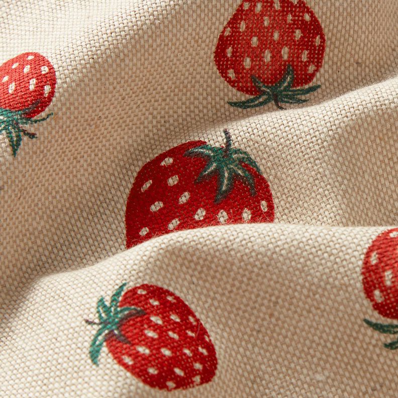 Tissu de décoration Semi-panama Petites fraises – rouge/nature,  image number 2