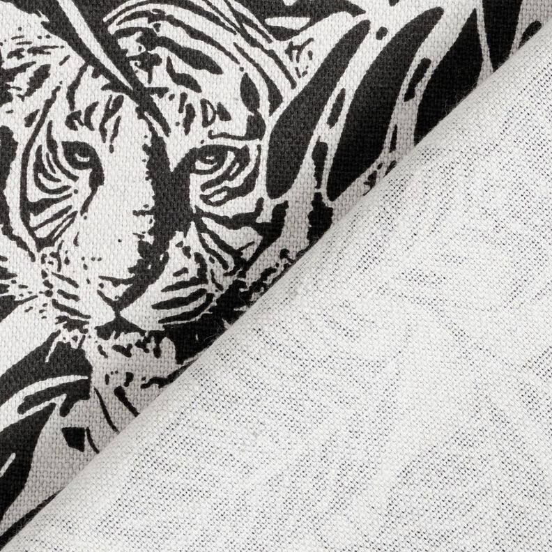 Tissu de décoration Semi-panama Jungle – nature/noir, image number 4