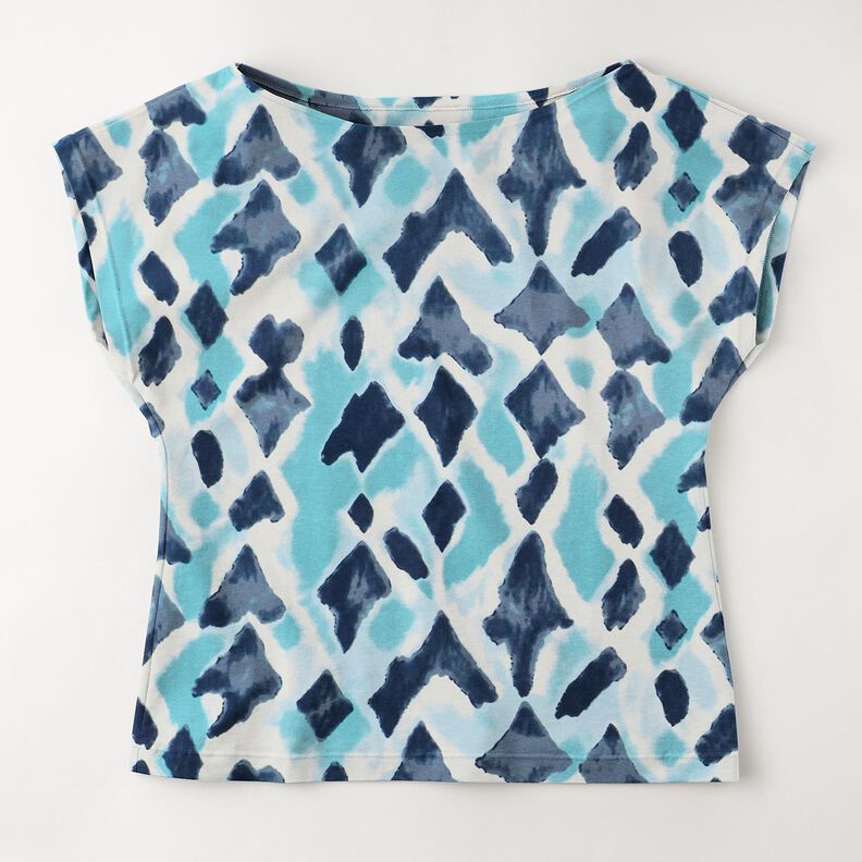 Jersey viscose Ikat-Muster – bleu ciel/bleu nuit,  image number 5