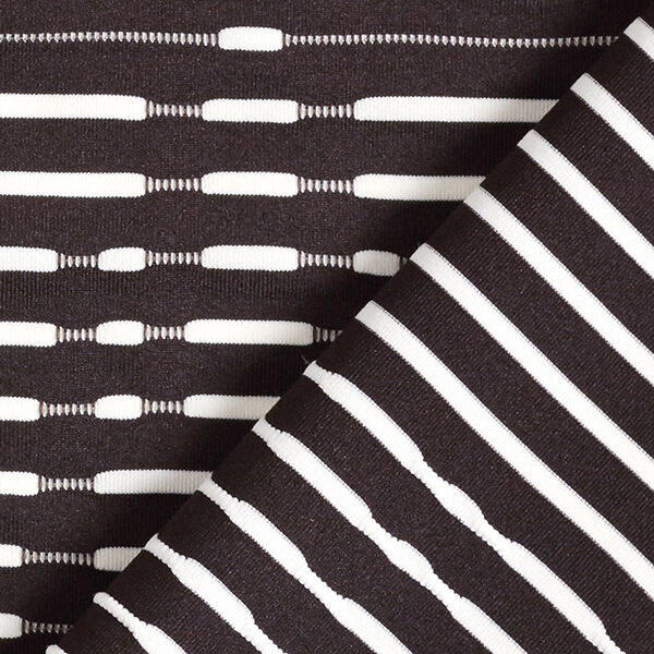 Tissu maille léger à rayures en relief – noir/blanc,  image number 4