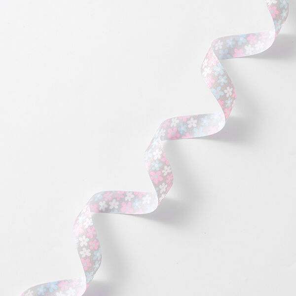 Bande de satin Fleurs – gris/rose, image number 1